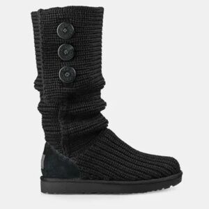 UGG Black Knit Button Winter Boots